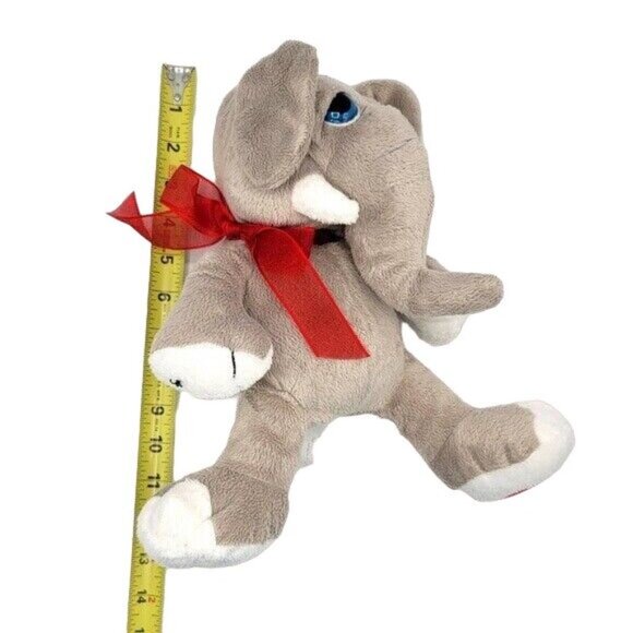 2/$15 Fine Toy Elephant Plush Gray 12" Heart Love On Foot Red Ribbon Valentine - Picture 9 of 10